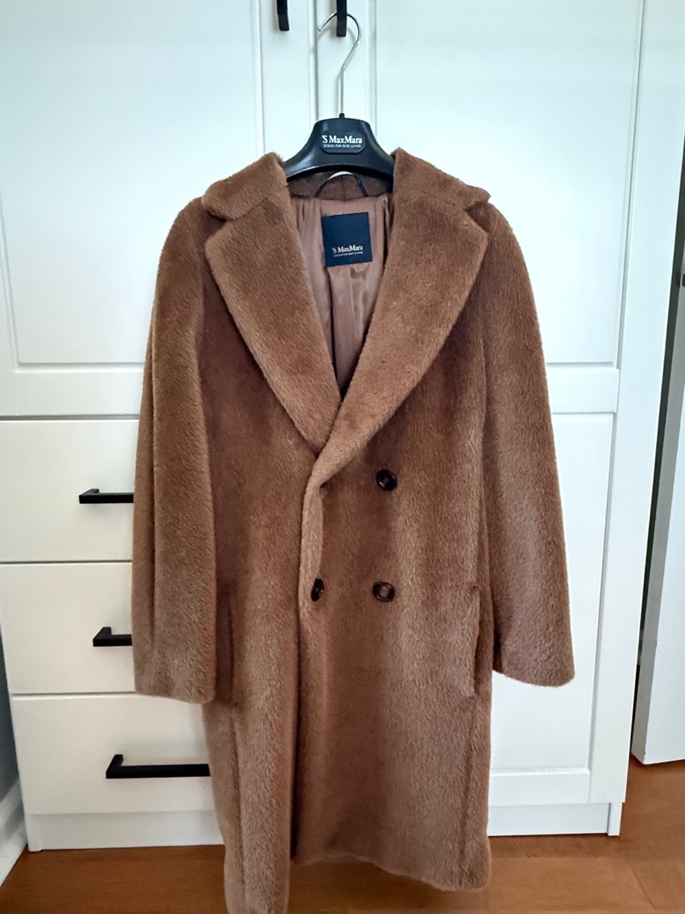 'S Max Mara Alpaca Virgin Wool Double Breasted Coat Brown US 4